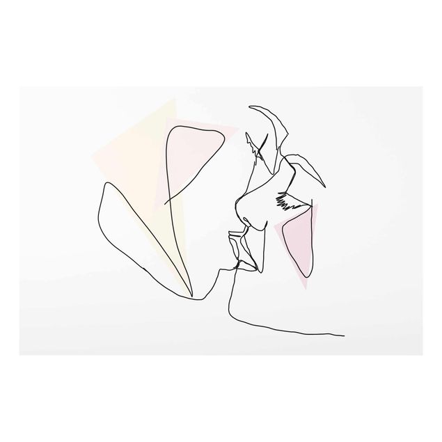 Glasbild - Kuss Gesichter Line Art - Querformat 2:3