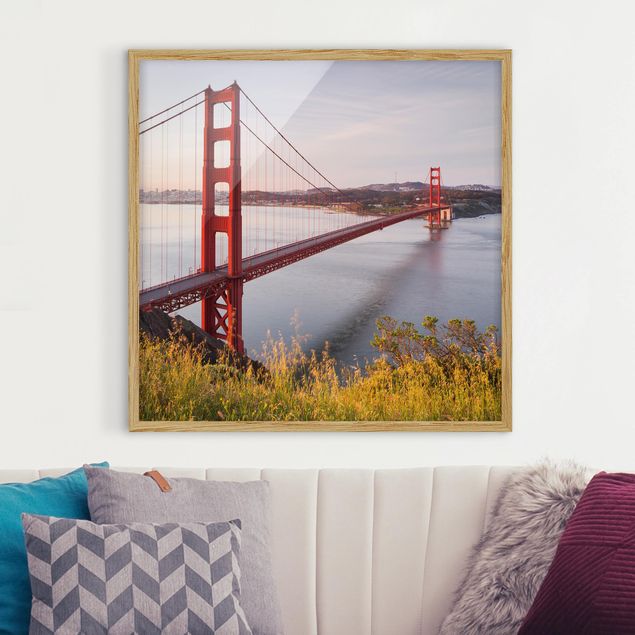 Bild mit Rahmen - Golden Gate Bridge in San Francisco - Quadrat 1:1