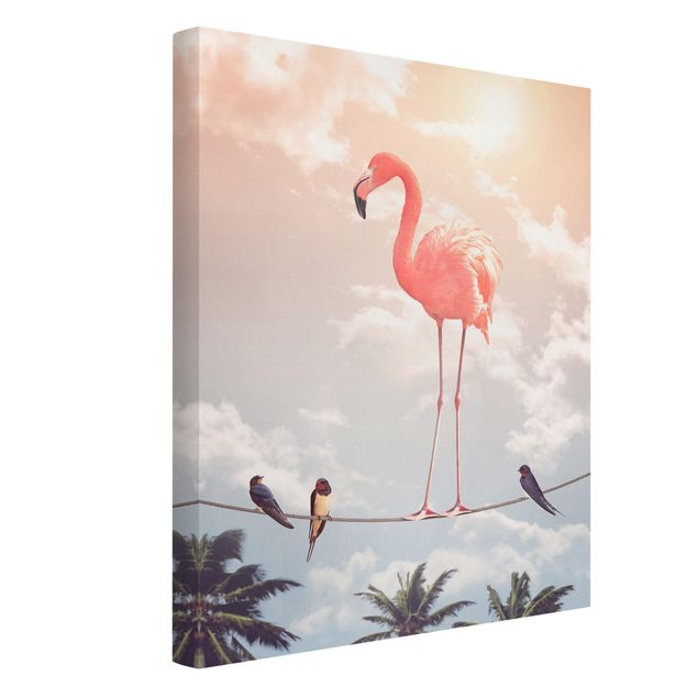 Leinwandbild - Jonas Loose - Himmel mit Flamingo - Hochformat 4:3