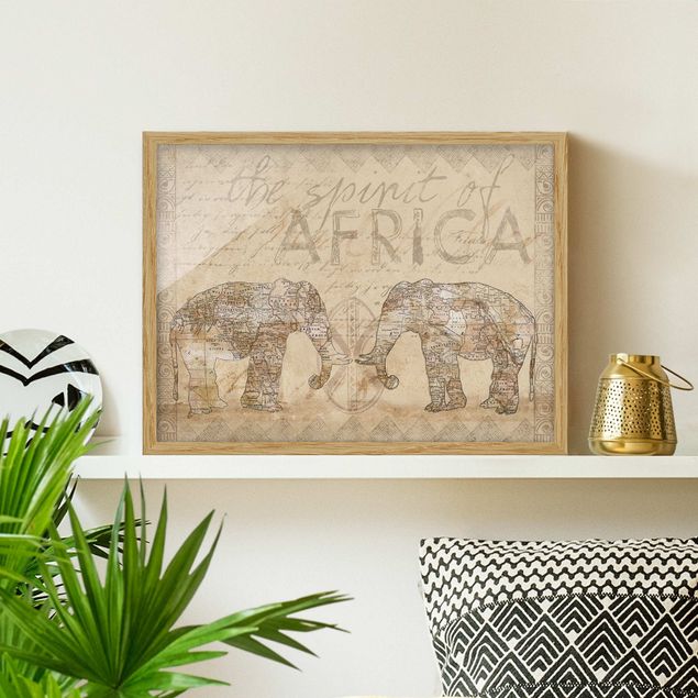 Bild mit Rahmen - Vintage Collage - Spirit of Africa - Querformat 3:4