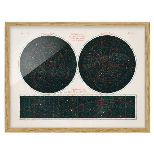 Bild mit Rahmen - Vintage Illustration Sternenkonstellationen - Querformat 3:4