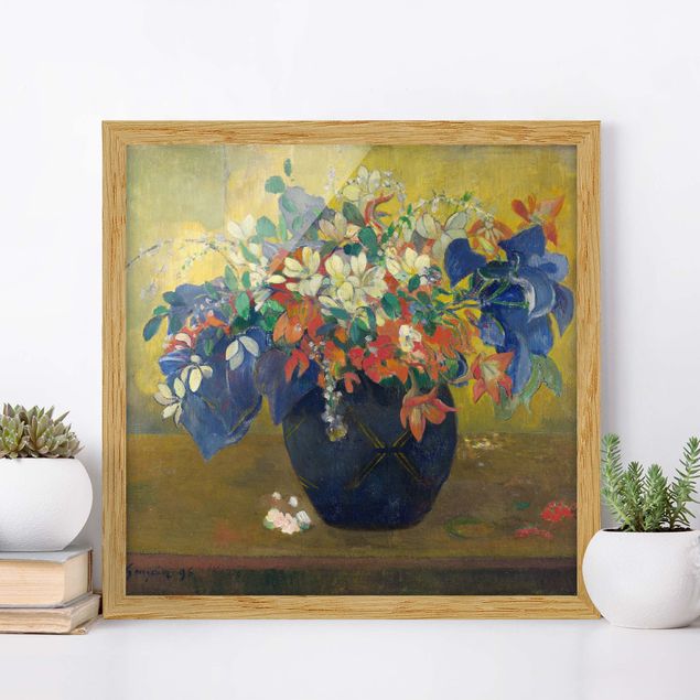 Bild mit Rahmen - Paul Gauguin - Vase mit Blumen - Quadrat 1:1