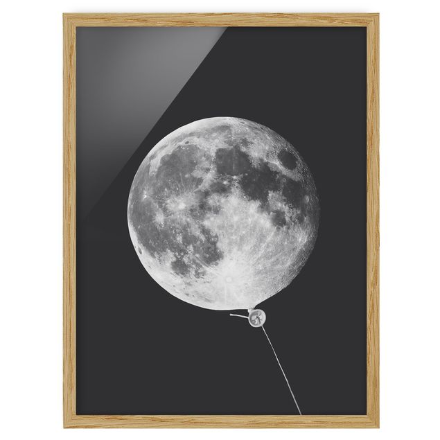 Bild mit Rahmen - Jonas Loose - Luftballon mit Mond - Hochformat 4:3