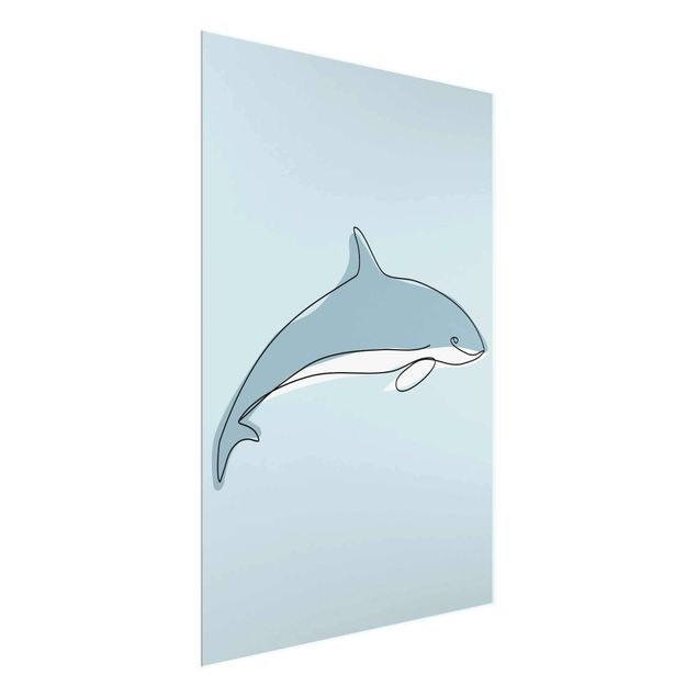 Glasbild - Delfin Line Art - Hochformat 4:3