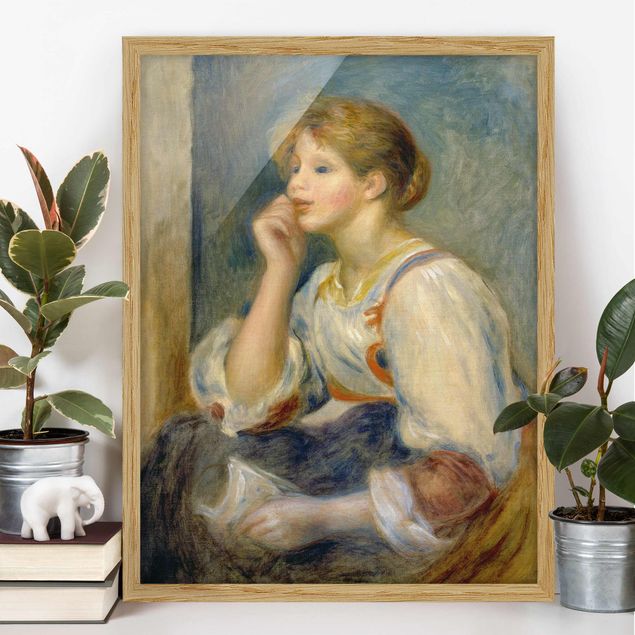 Bild mit Rahmen - Auguste Renoir - Junges Mädchen mit Brief - Hochformat 3:4