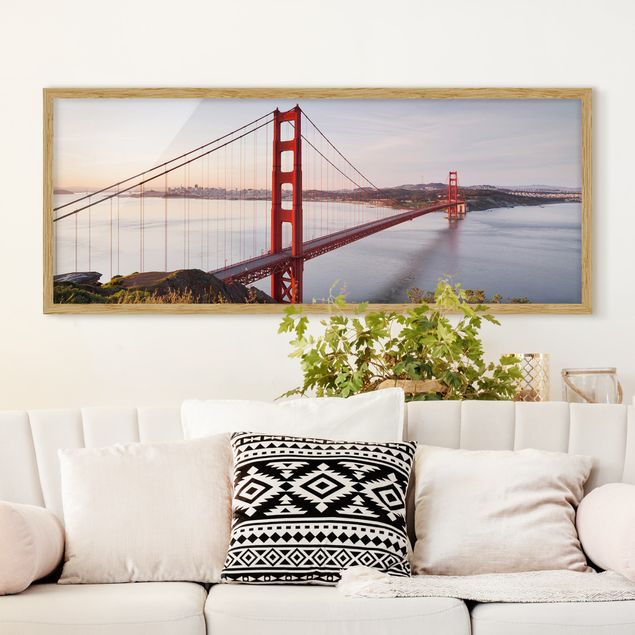 Bild mit Rahmen - Golden Gate Bridge in San Francisco - Panorama Querformat