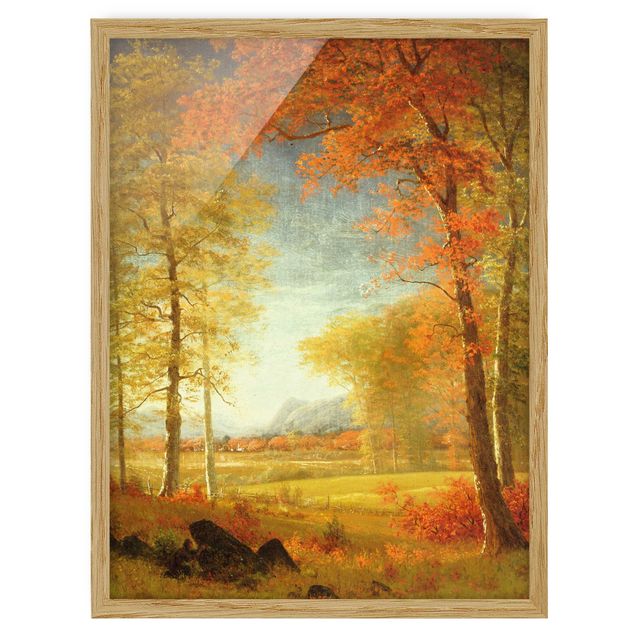 Bild mit Rahmen - Albert Bierstadt - Herbst in Oneida County, New York - Hochformat 4:3