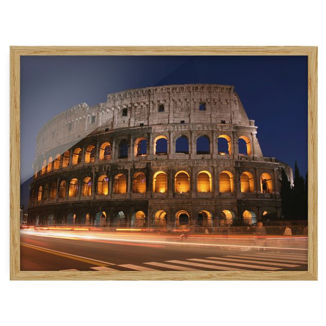 Bild mit Rahmen - Colosseum in Rom bei Nacht - Querformat 3:4
