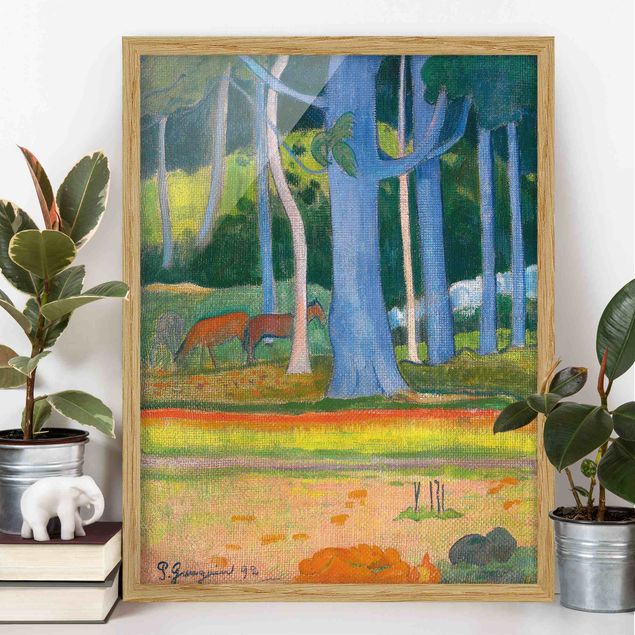 Bild mit Rahmen - Paul Gauguin - Waldlandschaft - Hochformat 3:4