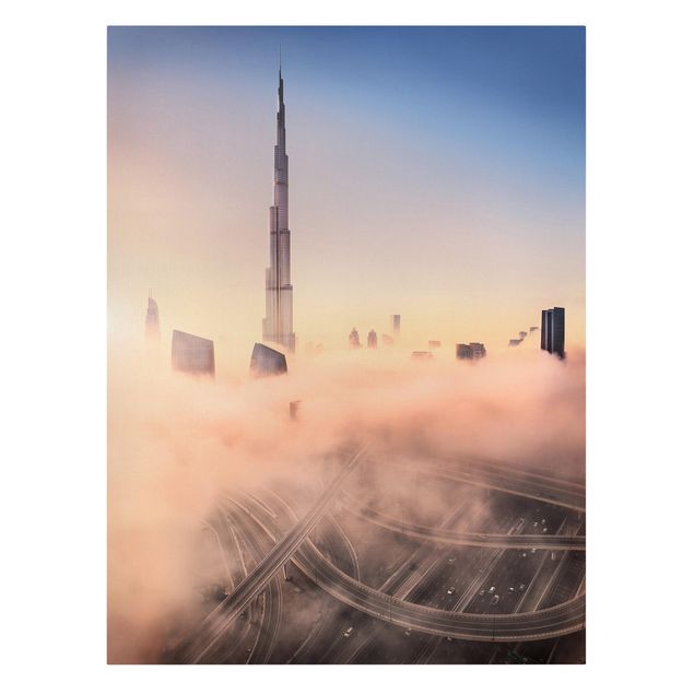 Leinwandbild - Himmlische Skyline von Dubai - Hochformat 4:3