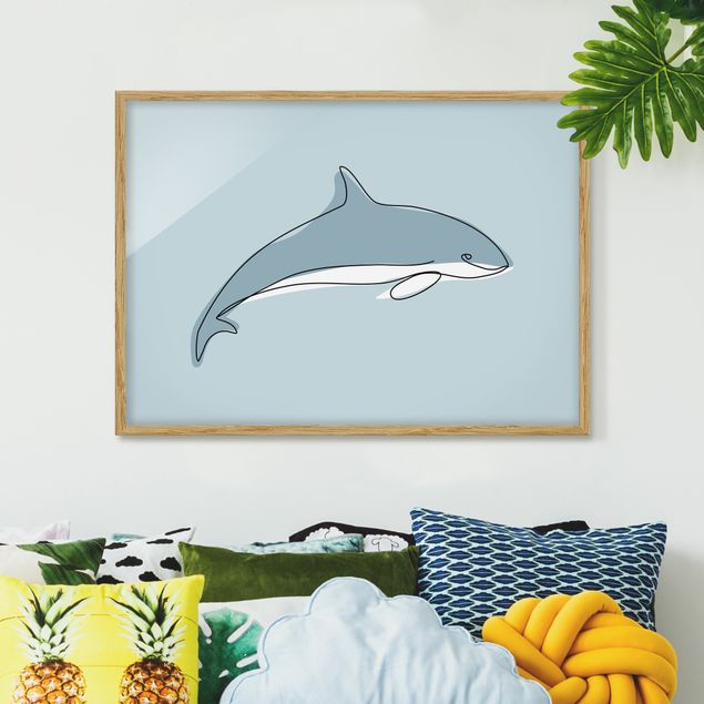 Bild mit Rahmen - Delfin Line Art - Querformat 3:4