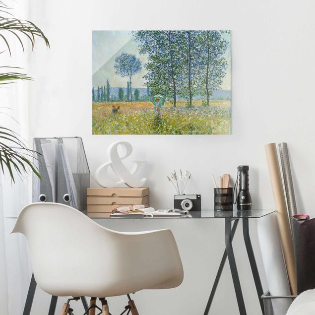 Glas Magnettafel Claude Monet - Felder im Frühling