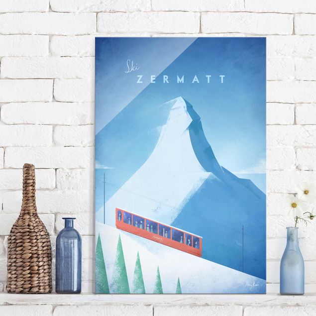 Glas Magnettafel Reiseposter - Zermatt