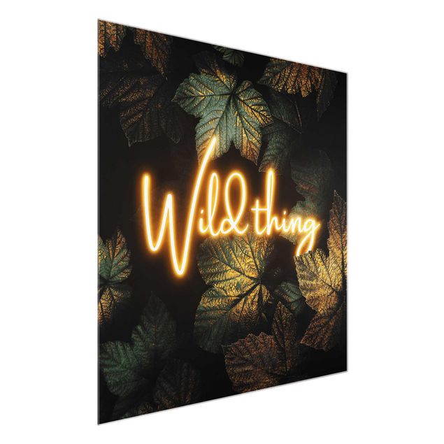 Glasbild - Wild Thing goldene Blätter - Quadrat 1:1