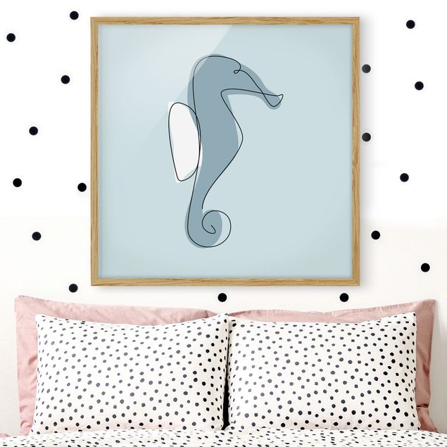 Bild mit Rahmen - Seepferdchen Line Art - Quadrat 1:1