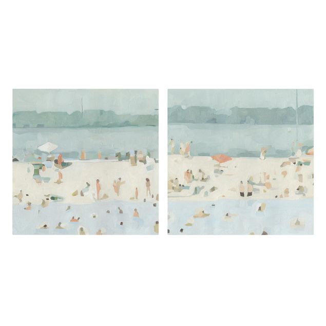 Leinwandbild 2-teilig - Sandbank im Meer Set I - Quadrate 1:1