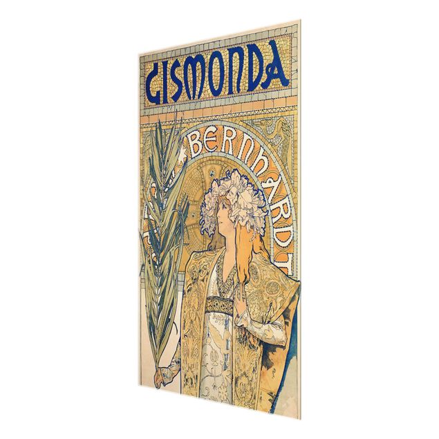 Glasbild - Alfons Mucha - Plakat für Theaterstück Gismonda - Hochformat 3:2