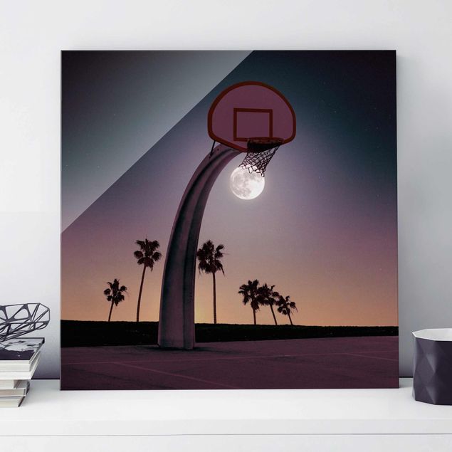 Glas Magnetboard Basketball mit Mond