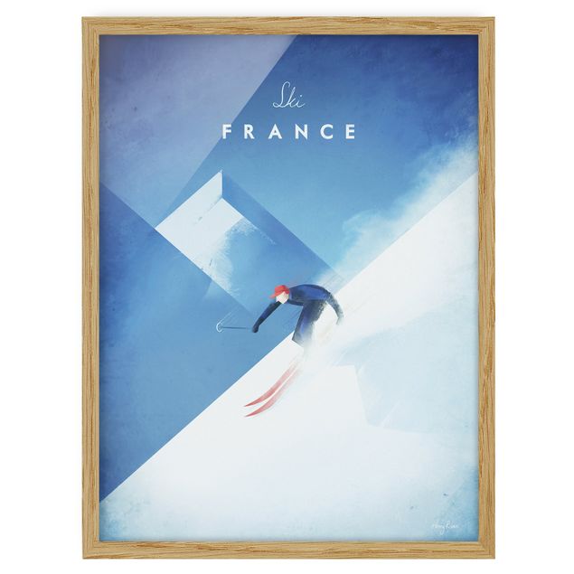 Bild mit Rahmen - Reiseposter - Ski in Frankreich - Hochformat 4:3