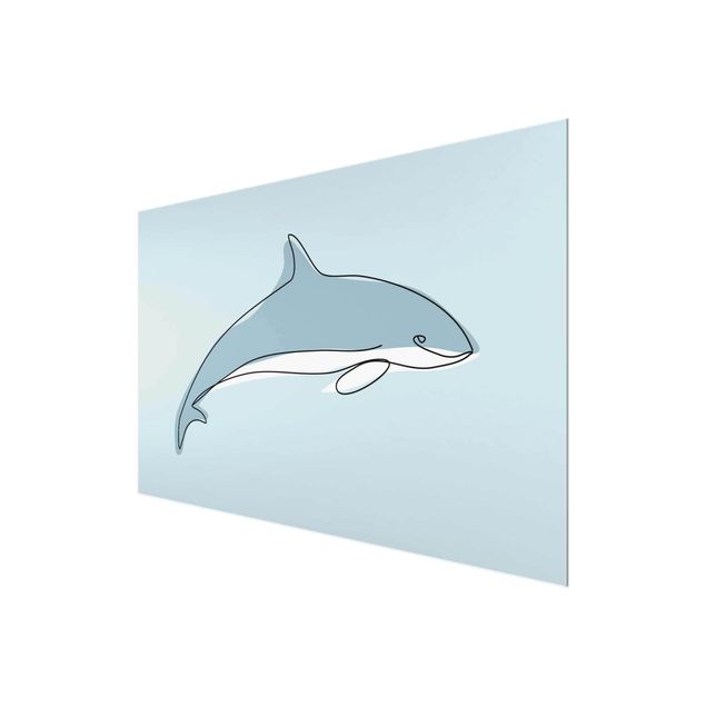 Glasbild - Delfin Line Art - Querformat 2:3