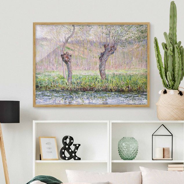 Bild mit Rahmen - Claude Monet - Weidenbäume Frühling - Querformat 3:4