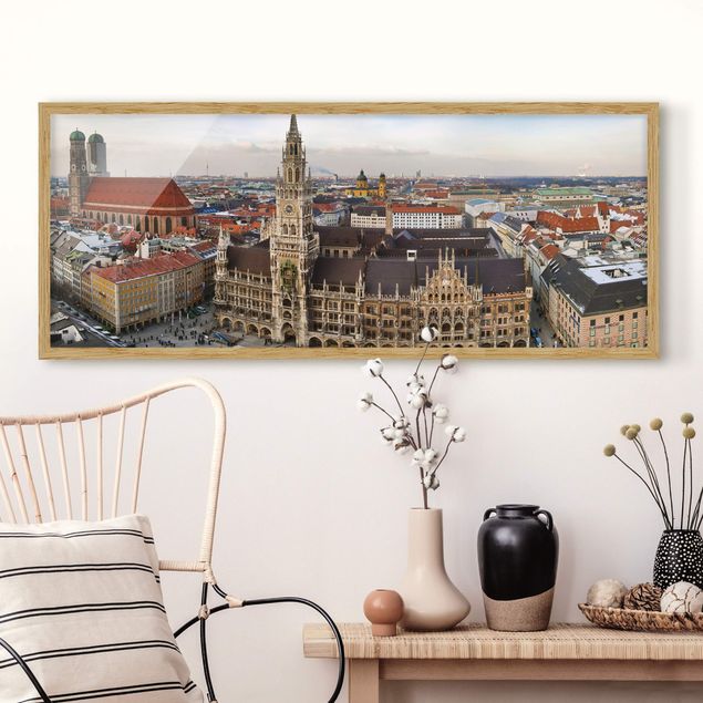 Bild mit Rahmen - City of Munich - Panorama Querformat
