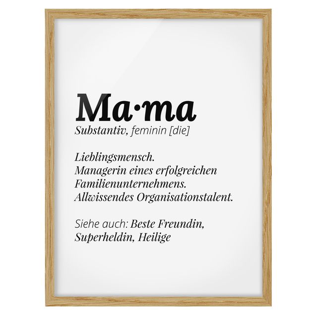 Bild mit Rahmen - Die Definition von Mama - Hochformat 3:4