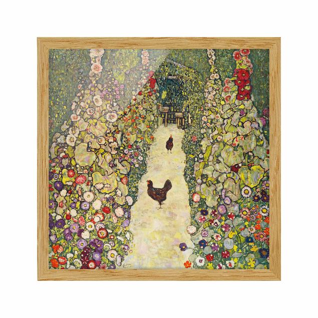 Bild mit Rahmen - Gustav Klimt - Gartenweg mit Hühnern - Quadrat 1:1
