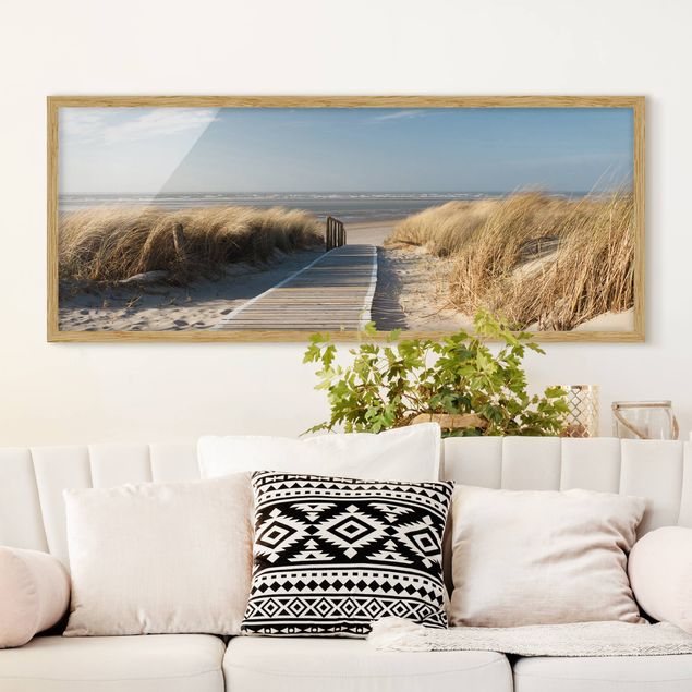 Bild mit Rahmen - Ostsee Strand - Panorama Querformat