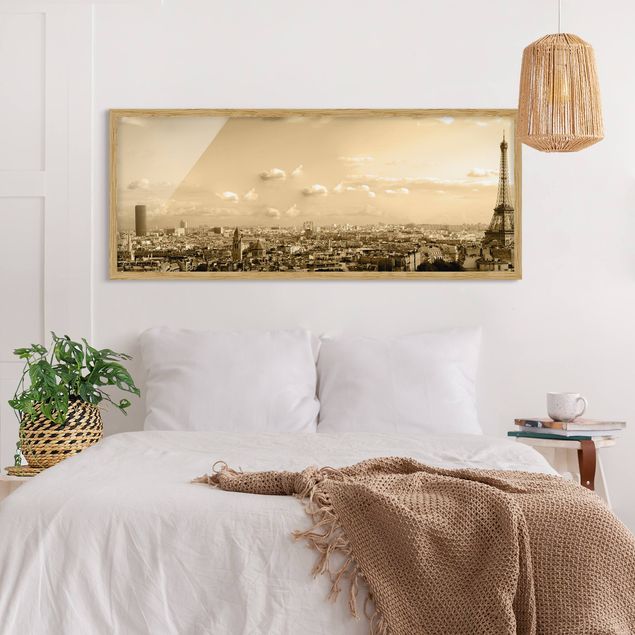Bild mit Rahmen - I Love Paris - Panorama Querformat