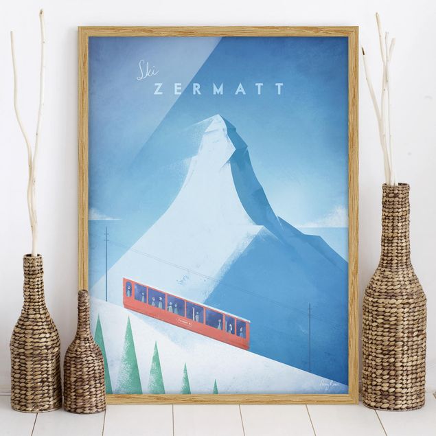 Bild mit Rahmen - Reiseposter - Zermatt - Hochformat 4:3