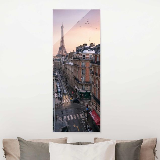 Magnettafel Glas Eiffelturm bei Sonnenuntergang