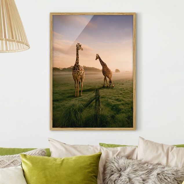 Bild mit Rahmen - Surreal Giraffes - Hochformat 3:4