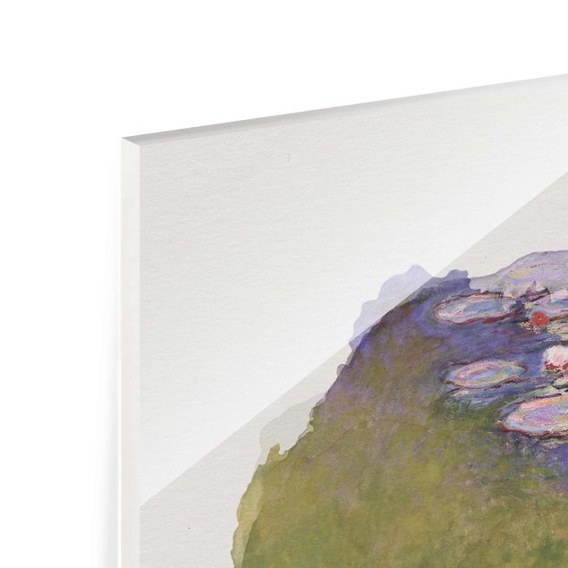 Glasbild - Wasserfarben - Claude Monet - Seerosen - Hochformat 4:3