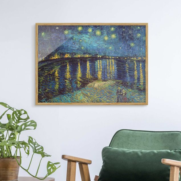 Bild mit Rahmen - Vincent van Gogh - Sternennacht über der Rhône - Querformat 3:4