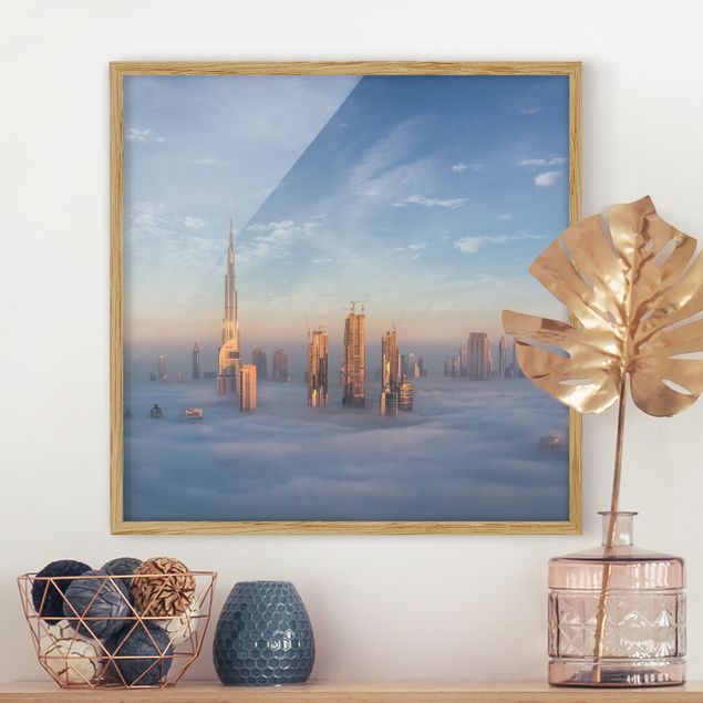 Bild mit Rahmen - Dubai über den Wolken - Quadrat 1:1