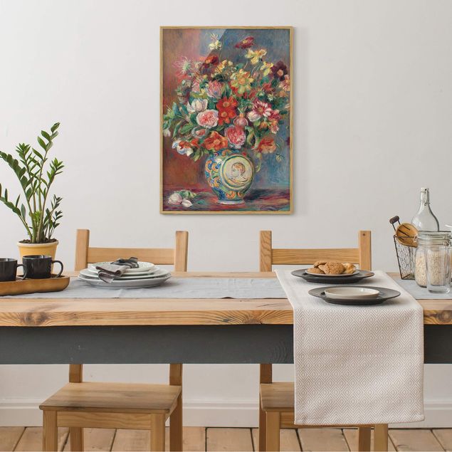 Bild mit Rahmen - Auguste Renoir - Blumenvase - Hochformat 3:4