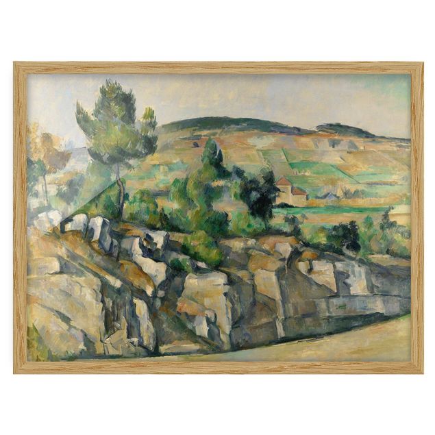 Bild mit Rahmen - Paul Cézanne - Hügelige Landschaft - Querformat 3:4