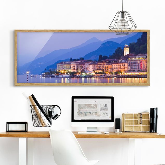 Bild mit Rahmen - Bellagio am Comer See - Panorama Querformat