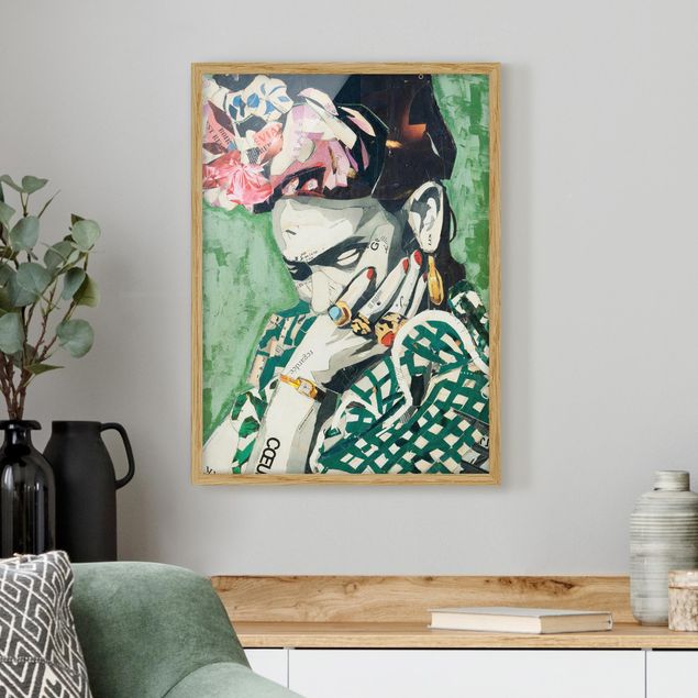 Bild mit Rahmen - Frida Kahlo - Collage No.3 - Hochformat 3:4