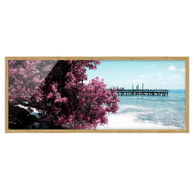 Bild mit Rahmen - Paradies Strand Isla Mujeres - Panorama Querformat