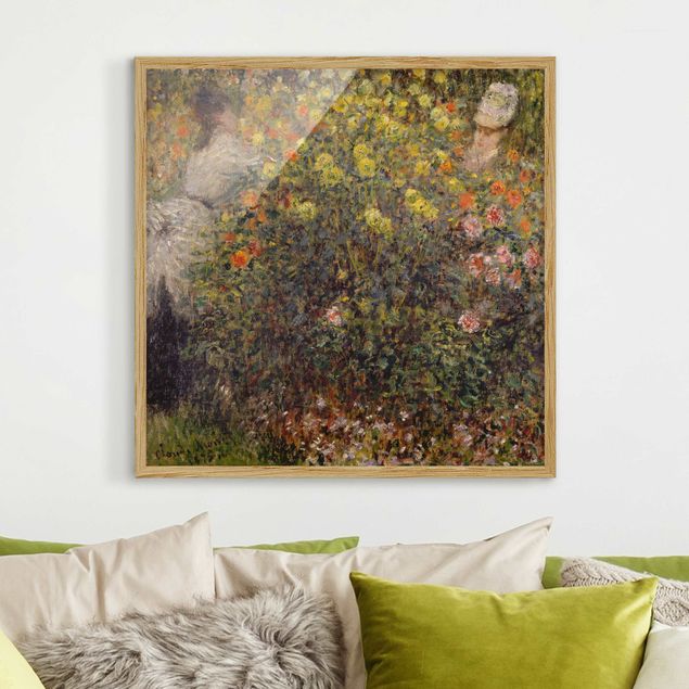 Bild mit Rahmen - Claude Monet - Blumengarten - Quadrat 1:1