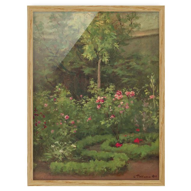 Bild mit Rahmen - Camille Pissarro - Ein Rosengarten - Hochformat 4:3