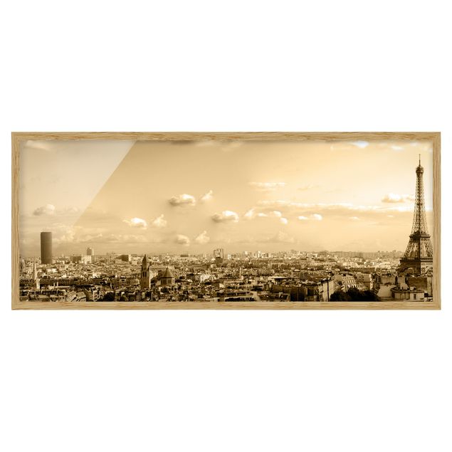 Bild mit Rahmen - I Love Paris - Panorama Querformat