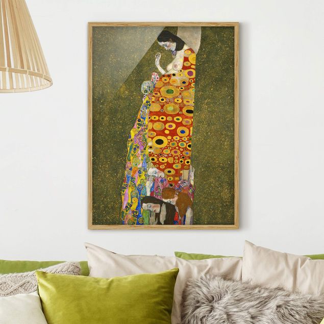 Bild mit Rahmen - Gustav Klimt - Die Hoffnung II - Hochformat 3:4