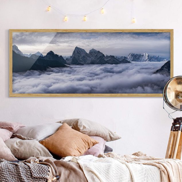 Bild mit Rahmen - Wolkenmeer im Himalaya - Panorama Querformat
