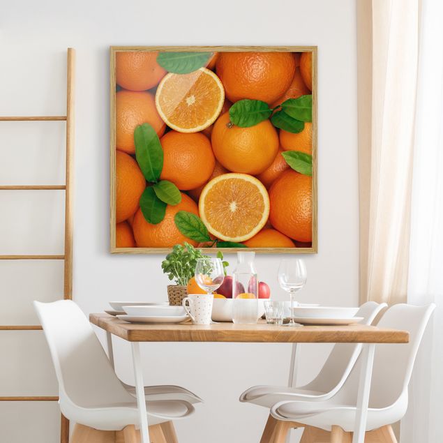 Bild mit Rahmen - Saftige Orangen - Quadrat 1:1
