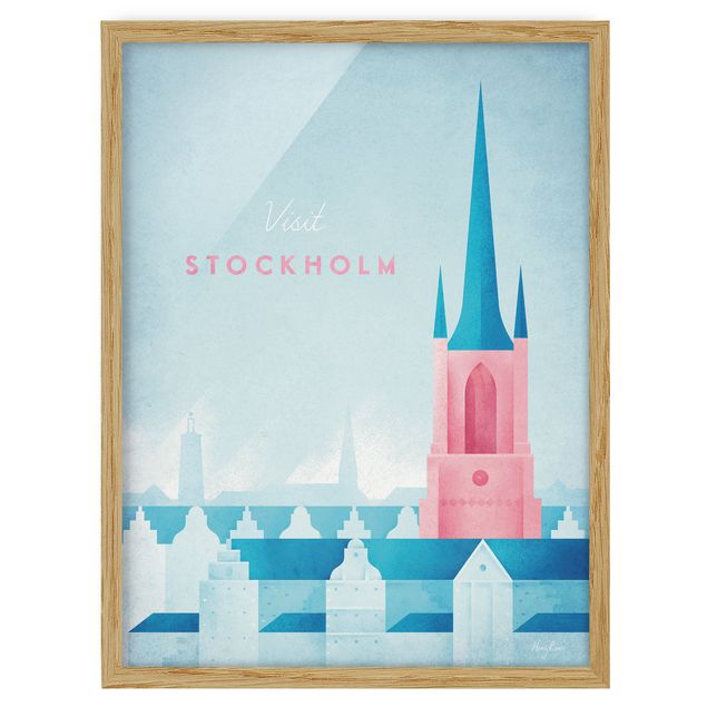 Bild mit Rahmen - Reiseposter - Stockholm - Hochformat 4:3