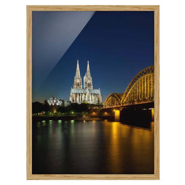 Bild mit Rahmen - Köln bei Nacht - Hochformat 3:4