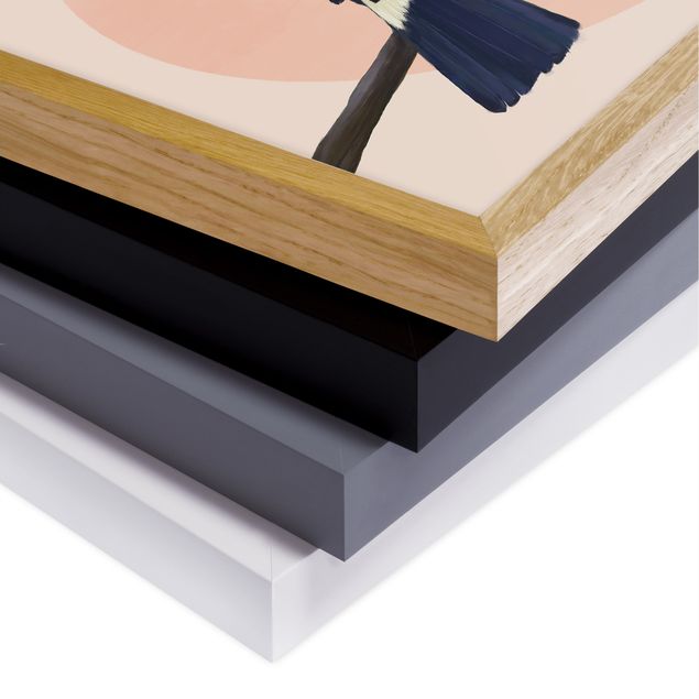 Bild mit Rahmen - Illustration Vogel Tukan Malerei Pastell - Quadrat 1:1